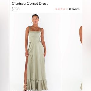 COPY - Show me your mumu Clarissa Corset Dress Moss green luxe satin size medium
